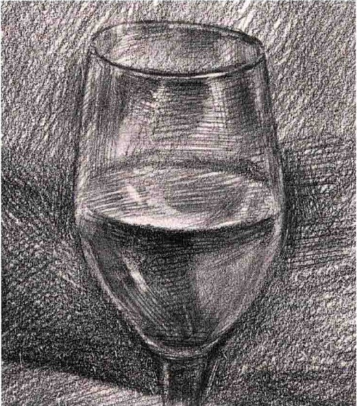 素描陶瓶-高脚杯和水果的表现分析（2）