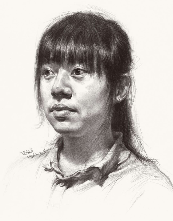 素描女青年头像步骤及画法（4）